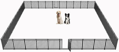 Dog Playpen Metal Dog Fence Outdoor for Yard 32" Height 40 Panels Portable Dog Pen Pet Kennel for RV Camping(Black-Silver)