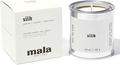 MALA Scented Silk Tonka Bean Jasmine & Coconut Candle for Home – Aromatherapy Scented Candle – Vegan Soy – 45 Hour Clean Burn – Organic Non Toxic Candles – Cozy Room Decor – 6.8 oz