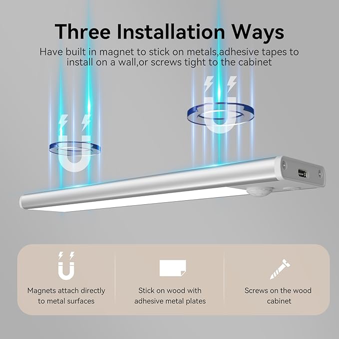 Under Cabinet Lighting, LED Magnetic Motion Activated Under Cabinet Lights, Rechargeable Closet Lights 2800mAh Battery Operated, Wireless Dimmable Under Counter Lights for Kitchen,Hallway 5 Pack