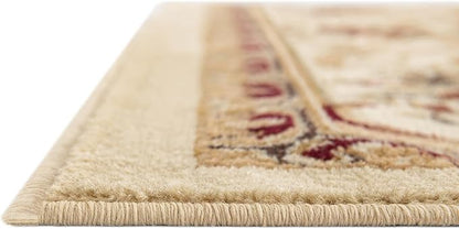 Rugs.com Chateau Collection Rug – 2' x 7' Runner Cream Medium Rug Perfect for Hallways, Entryways