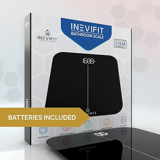 INEVIFIT Premium Bathroom Scale, Highly Accurate Digital Bathroom Body Scale, Precisely Measures Weight up to 400 lbs