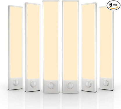 6 Pack Under Cabinet Lights Wireless, 32 LED Motion Sensor Light Indoor Rechargeable Magnetic Closet Lights Battery Operated, Under Counter Lights for Kitchen, Wardrobe, Stairs, Warm Light