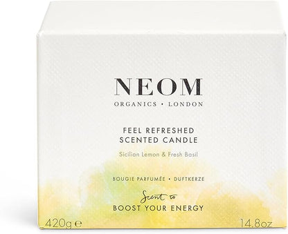 NEOM- Feel Refreshed Scented Candle, 3 Wick | Lemon & Basil | Essential Oil Aromatherapy Candle | Scent to Boost Your Energy