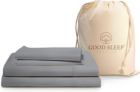 Good Sleep Bedding 1000 Thread Count Egyptian Cotton Sheets Queen Size, 4 Pc Luxury Sheets Set, 16" Deep Pocket Hotel Style Sheets, Light Gray