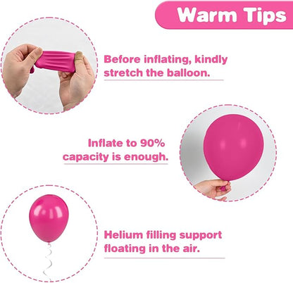 Pink and Black Balloons, 12 Inch Pink Black Balloons, Hot Pink White Pastel Confetti Latex Balloon for Girls Birthday Baby Shower Wedding Bridal Shower Party Decorations