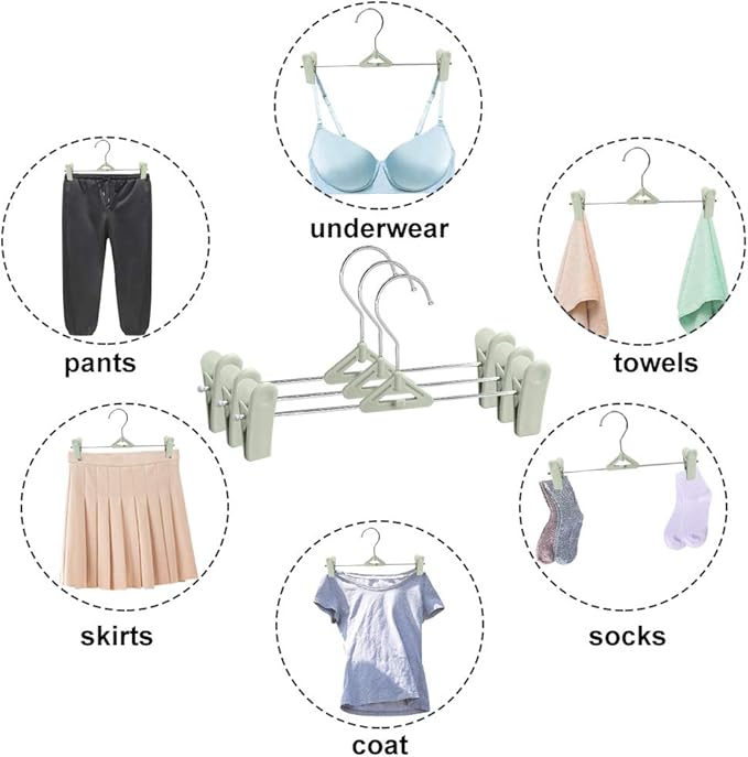 Northern Brothers Space Saving Pants Hangers with Clips, 50 Pack, Green, Plastic