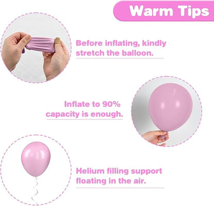 Pink Balloons, 12 Inch Hot Pink Balloons, Pastel Metallic Pink White Latex Balloon Helium for Girls Birthday Baby Shower Wedding Gender Reveal Bridal Shower Princess Party Decoration