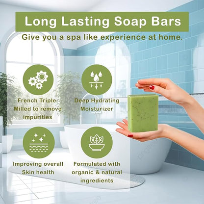 SSA Lemongrass & Lemon Myrtle Natural Soap Bars (6 Pack), 3.5 oz French Triple Milled Moisturizing Soap Bars Enriched with Organic Shea Butter | Ecofriendly Face & Body Bars For All Skin Types
