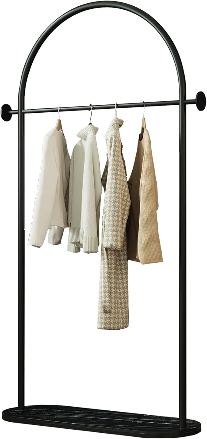 Modern Clothing Rack with Marble Base - Heavy Duty Freestanding Garment Rack for Hanging Clothes, Storage in Bedroom, Living Room, Entryway, Boutiques (black)