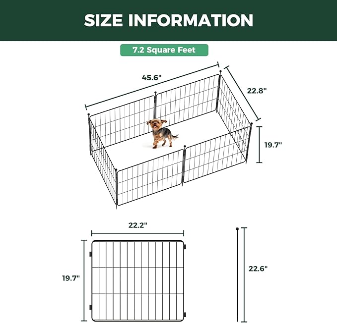 FXW MiniPaws Unleashed Dog Playpen for Yard & RV Camping, Expandable 20-inch 6 Panels for Puppies and Small Dogs, Portable for Indoor and Outdoor Use