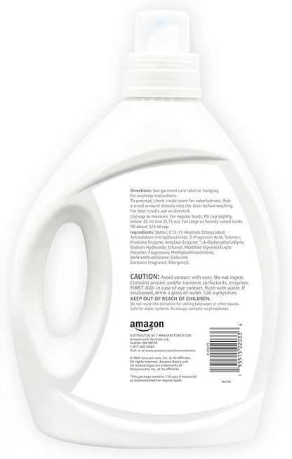Amazon Basics Laundry Detergent Liquid, Concentrated, Fresh Scent, 110 Loads, 82.5 Fl Oz (New Packaging)
