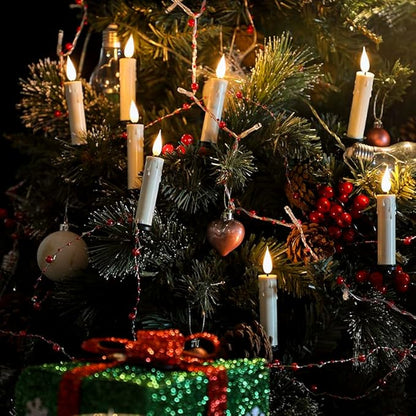 Romingo Flameless Candles Christmas Decor, 10PCS Led Flickering Lights Battery Operated with Remote Timer/Clips, Window Candles for Home Indoor Outdoor Wedding Halloween Christmas Trees Decor