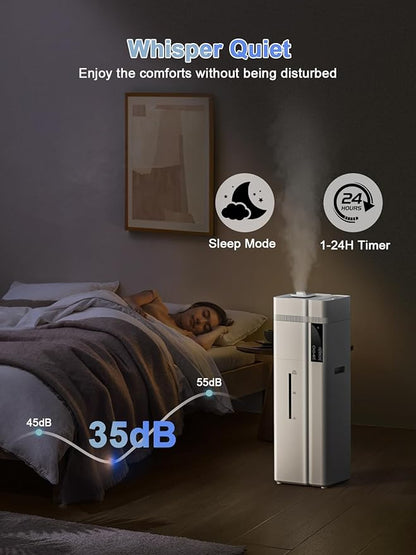 13L/3.4Gal Humidifiers for Bedroom, Ultrasonic Warm & Cool Mist Humidifier Large Room, Covers 800ft², 72H Runtime, 24H Timer, 3 Mist Modes Top Fill Quiet Humidifiers for Home, Office, White