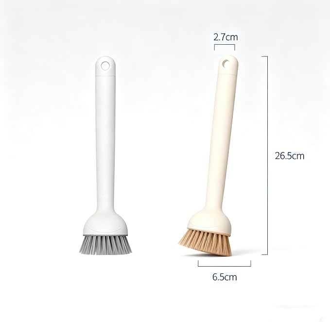 Rotating Long Handle Cleaning Brush,Cleaning Brush for Kitchen, Scrub Brush for Pans, Pots, Kitchen Sink Cleaning, Pack of 2 Plastic Adjustable Household Tool