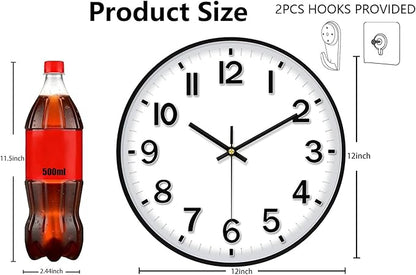 Wall Clocks Battery Operated, 12 Inch Non Ticking Digital Wall Clock, Silent Analog Clock for Bedroom Living Room Kitchen Office Gym Classroom Decor, Large Number Clocks for Seniors Elderly