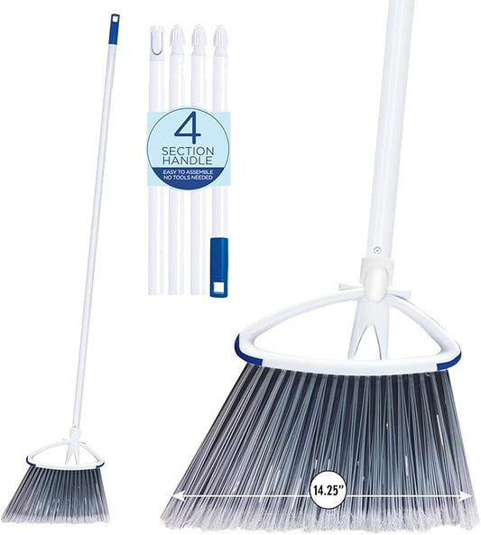 LOLA Small Angle Broom w/Dustpan, up to 14.25" Wide Sweeping, Bristles are Recycled Soda Bottles, Indoor Use & Tight Spaces, 1 Pack
