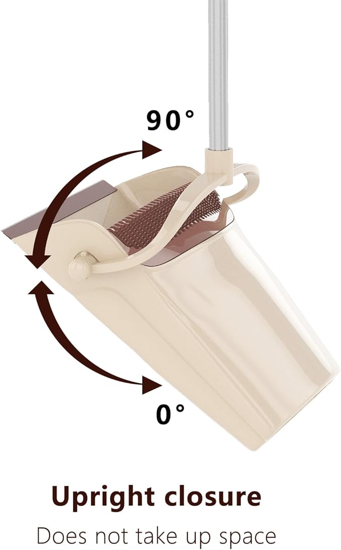 Broom with Dustpan Combo Set 54” Long Handle Household Dust Pan for Home Cleaning （Beige）