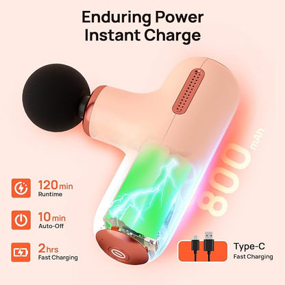 Super Mini Massage Gun Deep Tissue, Muscle Massager Gun with 5-Speed & 4 Heads, Portable Handheld Massager Quiet for Home, Gym, Travel, Office, Gift for Men & Women, Athletes, Cream
