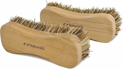 All-Natural Wooden Scrub Brush Set | Wooden Handle | Palmyra Bristle Brush for Cleaning | Eco Friendly Cleaning Products | Scrub Brush Set of 2