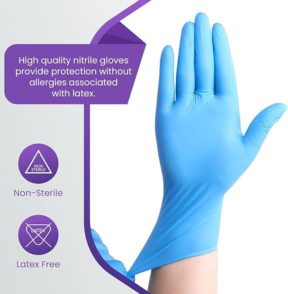 Heavy Duty Disposable Nitrile Exam Gloves 6 mil 1200 Count Gloves Blue Latex-Free,Food-Safe, Powder Free, Non-Sterile