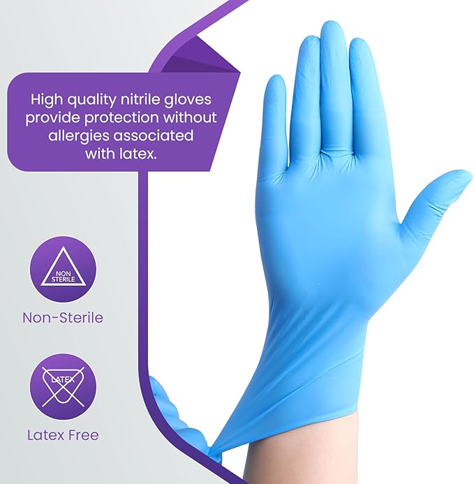 Heavy Duty Disposable Nitrile Exam Gloves 6 mil 1200 Count Gloves Blue Latex-Free,Food-Safe, Powder Free, Non-Sterile