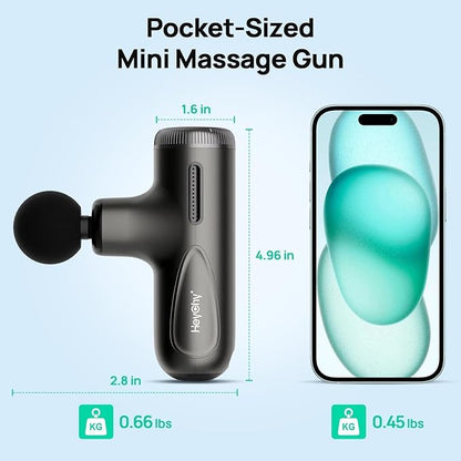 Super Mini Massage Gun Deep Tissue with 4-10mm Adjustable Amplitude, Portable Handheld Electric Back Massager for Neck Shoulder Pain Relief, Quiet for Home Gym, Gifts for Men & Women, Dark Gray