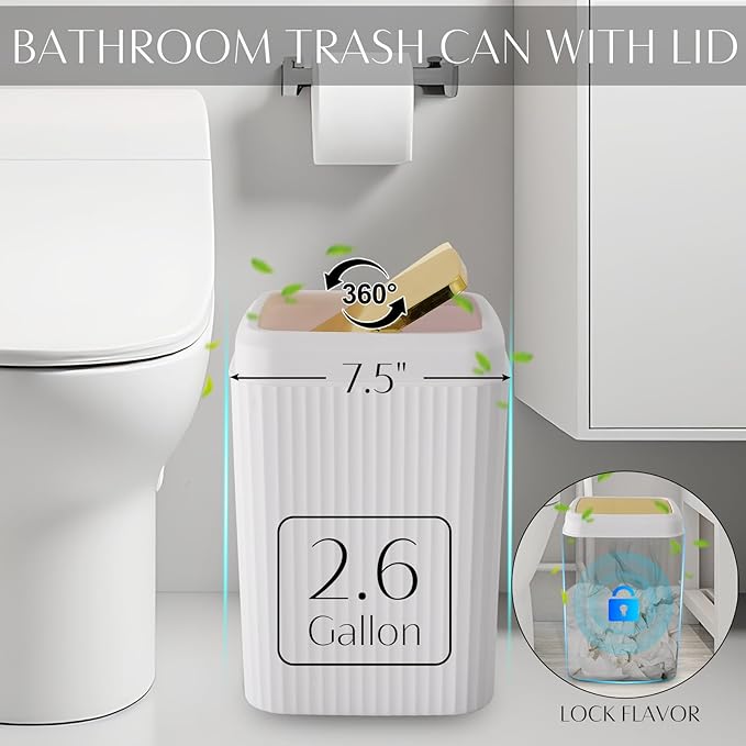 17PCS Bathroom Accessory Set Bathroom Set Gold Bathroom Accessories,Toilet Brush, Trash Can, Qtip Holder Dispenser& 3PCS Soap Dispenser
