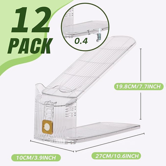 12 Pack Shoe Slots Organizer, Shoe Stackers Organizer for Closet Adjustable Shoe Holder Space Saver 50% Shoes Racks for Closet Organization