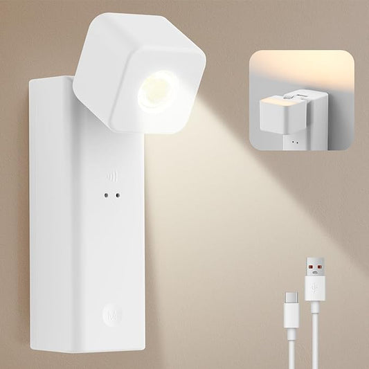 4000mAh Rechargeable Battery Operated Night Light, Dimmable Motion Sensor Night Lamp, Eye-Caring LED Reading Lamp, Multi-Function Wall Light with Touch Control for Adults Kids Room Bedroom Nursery