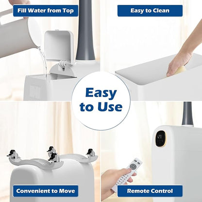 Humidifier Large Room,6.6Gal/25L Whole House Humidifiers for Bedroom Home 3000sq.ft, Commercial and Industrial Humidifiers with 360° Nozzle Tube,Top Fill/Smart Humidity/Timer,Nursery,Plants