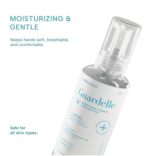 Well Before Guardelle, Alcohol-Free Foaming Hand Sanitizer - 97% Water, Non-Sticky Micro-Foam, 18 fl oz (Pack of 1)