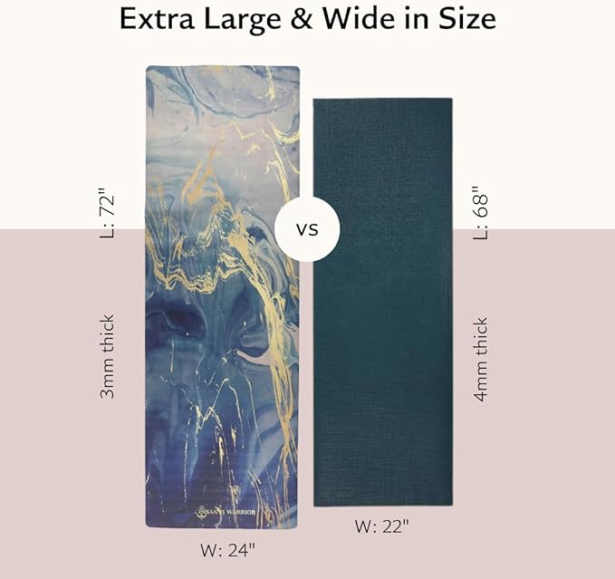 Suede yoga mat - Premium Printed Natural Eco-friendly Non-Slip Mat Great for Hot Yoga, Pilates, Workouts (72 inch x 24 inch x 3mm thick)