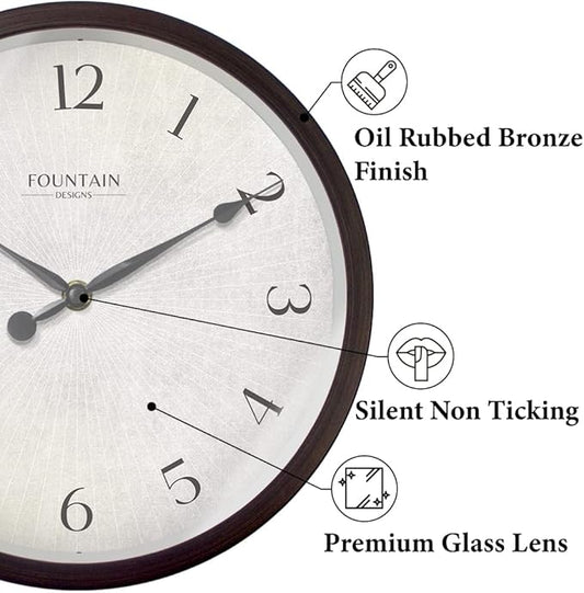 10 Inch Small Modern Farmhouse Wall Clock, Non Ticking Silent Clock for Bedroom, Modern and Vintage Style (Oil Rubbed Bronze)
