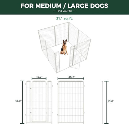 FXW Homeplus Unleashed Indoor Dog Playpen - Stress-Free and Safe Play, Heavy Duty 45 Inch 8 Panels with Washable Pee Pad for Large Dogs, White│Patented
