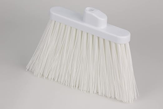 SPARTA 41083EC02 Plastic Color Coded Broom, Unflagged Bristles, Long Broom With Angled Head For Small Debris Cleaning, 56 Inches, White, (Pack of 12)