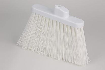 SPARTA 41083EC02 Plastic Color Coded Broom, Unflagged Bristles, Long Broom With Angled Head For Small Debris Cleaning, 56 Inches, White, (Pack of 12)