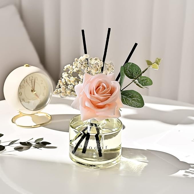 COCODOR Rose Flower Reed Diffuser/White Jasmine/6.7oz/1Pack / Home Fragrance Scent Essential Oil Stick Diffuser for Bedroom Bathroom Home Décor