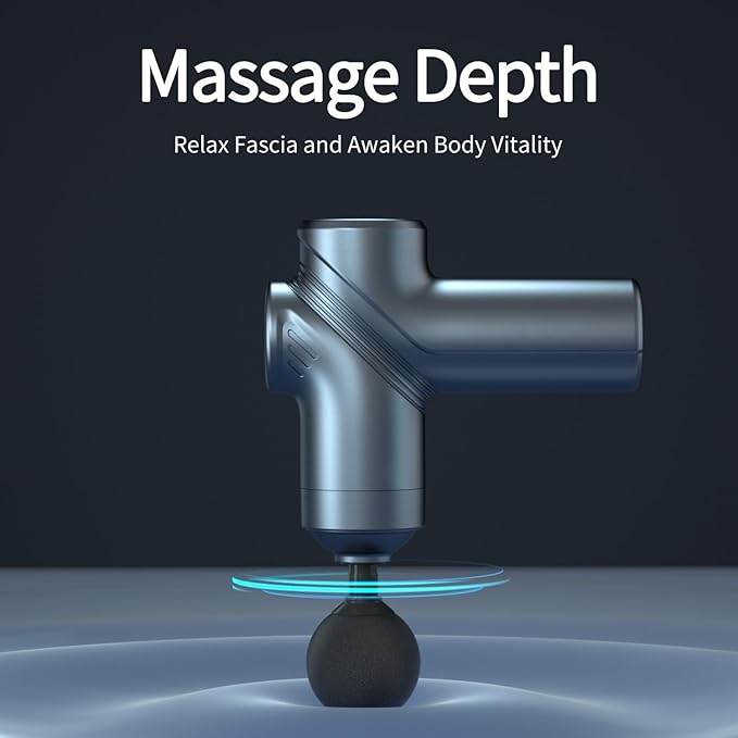 Massage Gun Deep Tissue,Small Travel Percussion Massage Gun with 4 Massage Heads 6 Speeds for Relieving Muscle Soreness for Office Gifts（Blue）
