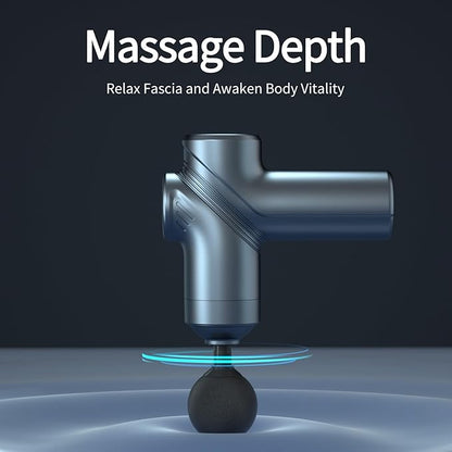 Massage Gun Deep Tissue,Small Travel Percussion Massage Gun with 4 Massage Heads 6 Speeds for Relieving Muscle Soreness for Office Gifts（Blue）