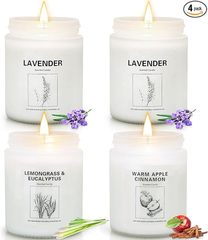 Candles Clearance, 4 Pack Candles for Home Scented, Stress Relief Gifts for Women, 28 oz Lavender Candle Gifts Set for Women Birthday, Valentine's Day, Mother's Day, Anniversary Candle Gift