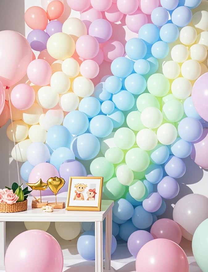 Pastel Macaron Balloons 100 Pack, 12 Inch Latex Helium Rainbow Balloons Garland with Assorted Colors for Birthdays Weddings Baby Showers Graduation Arch Party Decorations