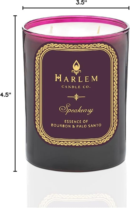 HARLEM CANDLE CO. Speakeasy - Luxury Scented Soy Candle, 11 oz - 80-Hour Burn Time | Palo Santo, Cardamom, Incense, Bourbon, Tobacco and Patchouli | Scented Candles for Home