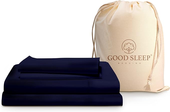 Good Sleep Bedding California King Sheet Sets - 4 Pc Navy Blue Egyptian Cotton - 1000 TC - Deep Pocket - Fitted, Flat & 2 Pillow Cases