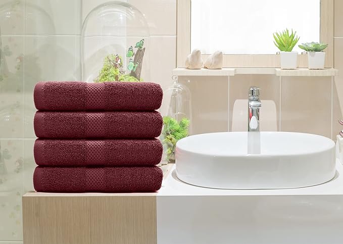 DAN RIVER 6-Pack Premium Hand Towels (16x28 Inches) - 100% Cotton, Ultra Soft, Lightweight, Highly Absorbent Towels for Bathroom, Spa, Gym, Salon, Hotel, and Travel - 550 GSM – Pomegranate