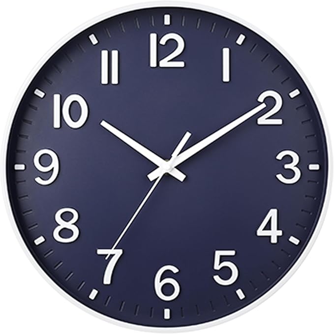 HZDHCLH Wall Clocks Battery Operated,Wall Clock Navy Blue,10 inch Wall Clock Silent Non Ticking Modern 3D Numbers for Kitchen Bedroom Living Room Office Classroom Decor