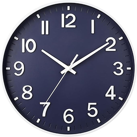 HZDHCLH Wall Clocks Battery Operated,Wall Clock Navy Blue,10 inch Wall Clock Silent Non Ticking Modern 3D Numbers for Kitchen Bedroom Living Room Office Classroom Decor