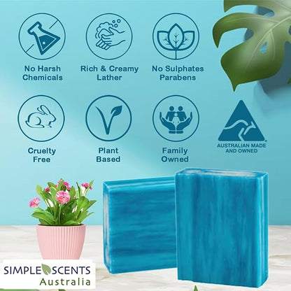 Ocean Breeze Scented Natural Soap Bars (5 Bars), 3.5oz Moisturizing French Triple Milled Soap Bars Enriched with Shea Butter - Pure Plant Oil Bath & Body
