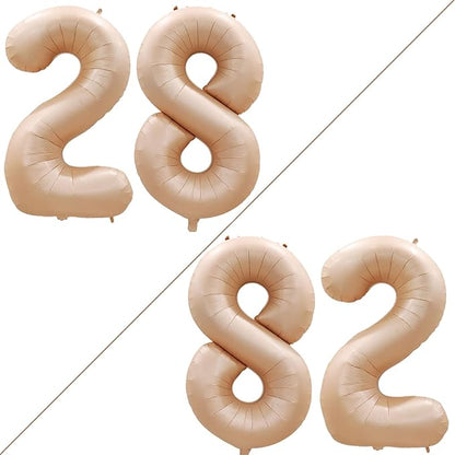 GOER Number 28 Balloons for 28th Birthday Party Decorations,42 Inch Jumbo Foil Helium 82 Balloons for 82nd Birthday Party Decoration (Caramel)