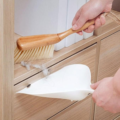 Small Broom and Dustpan Set, Dustpan and Brush Set, Bamboo Handle Mini Brush Dustpan, Short Hand Broom for Home,Kitchen, Office, Pet, Desktop, Outdoor (11.5")
