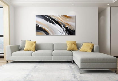 weiyiart Canvas Abstract Large Wall Art Decorations for Living Room Black Brown White Modern Wall Hanging Painting for Office Home Decor 24"x 48"